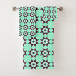 Mint green geometric mandala pattern Towel バスタオルセット