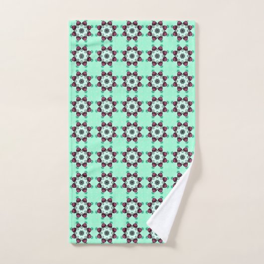 Mint green geometric mandala pattern Towel バスタオルセット (ハンドタオル)