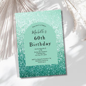 Mint Green Glitter Glam Bling 60th Birthday Her 招待状