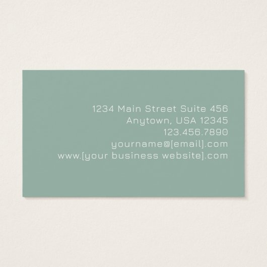 Mint Green Gold Abstract Monogram Business Cards (裏面)