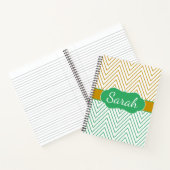 Mint Green Gold Chevron Personalized Pattern ノートブック (内部)