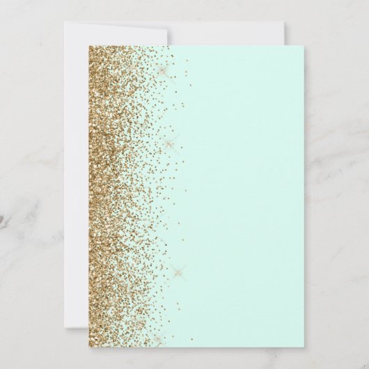 Mint Green Gold Glitter Wedding 招待状 (裏面)