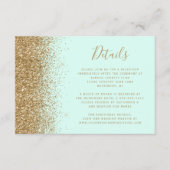 Mint Green Gold Glitter Wedding Details エンクロージャーカード (正面)