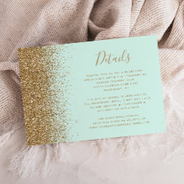 Mint Green Gold Glitter Wedding Details エンクロージャーカード