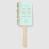 Mint Green Gold Glitter Wedding Program ハンドファン (裏面)