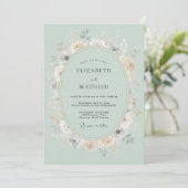 Mint Green Graceful Blossom Wedding 招待状 (スタンド正面)