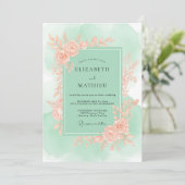 Mint Green Graceful Spring Wedding 招待状 (スタンド正面)