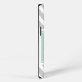 MINT GREEN, GRAY CHEVRON PATTERN PERSONALIZED iPhoneケース (右側面)