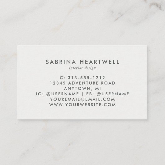 Mint Green Gray Terrazzo Pattern Interior Design 名刺 (裏面)