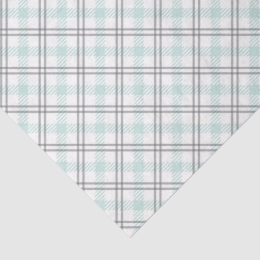 Mint Green & Grey Gingham Tissue Paper 薄葉紙 (詳細)