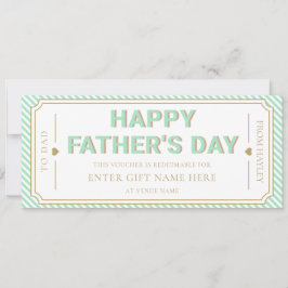 Mint Green Happy Father's Day Gift Voucher Card 招待状