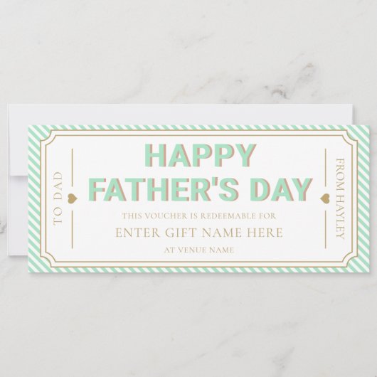 Mint Green Happy Father's Day Gift Voucher Card 招待状 (正面)