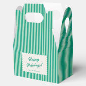 Mint Green Holiday Stripe Personalized Christmas フェイバーボックス (オープン)