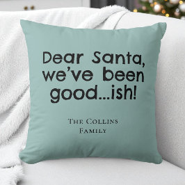 Mint Green Humor Dear Santa Quote Funny Christmas クッション