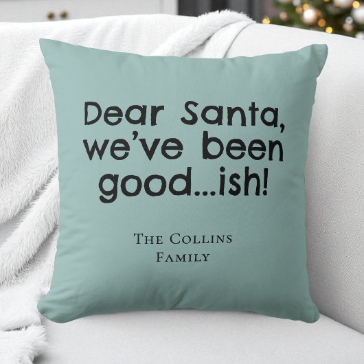 Mint Green Humor Dear Santa Quote Funny Christmas クッション