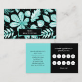 Mint Green Leafy Monogram Name Business Card 名刺 (正面/裏面)