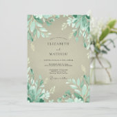 Mint Green Leafy Woodland Wedding 招待状 (スタンド正面)