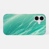 Mint Green Light Waves Phone Case iPhone 16ケース (裏面横)