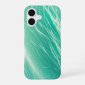 Mint Green Light Waves Phone Case iPhone 16ケース (裏面)