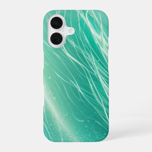 Mint Green Light Waves Phone Case iPhone 16ケース (裏面)
