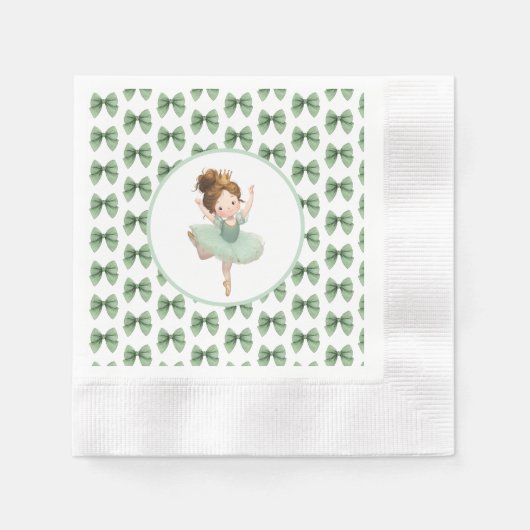 Mint Green Little Princess Ball Paper Napkin 縁ありカクテルナプキン (正面)