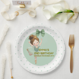 Mint Green Little Princess Ball Paper Plate ペーパープレート