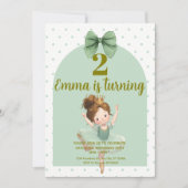 Mint Green Little Princess birthday Invitations 招待状 (正面)
