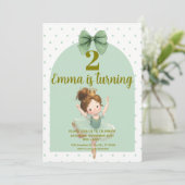 Mint Green Little Princess birthday Invitations 招待状 (スタンド正面)