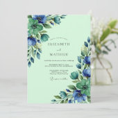 Mint Green Lush Watercolor Wedding 招待状 (スタンド正面)