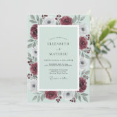 Mint Green Lush Winter Wedding 招待状 (スタンド正面)