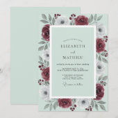 Mint Green Lush Winter Wedding 招待状 (正面/裏面)