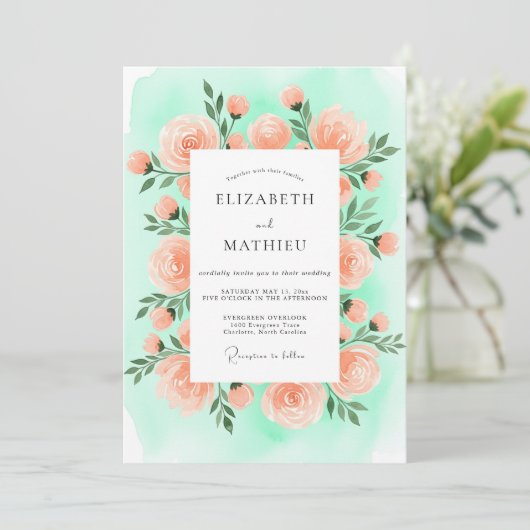 Mint Green Marvelous Spring Wedding 招待状 (スタンド正面)