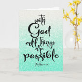 Mint Green Matthew 19:26すべてのことが可能 カード (黄色い花)