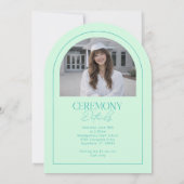 Mint Green Modern Minimal Grad Photo Announcement 招待状 (裏面)