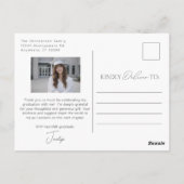 Mint Green Modern Photo Graduation Thank You ポストカード (裏面)