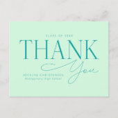Mint Green Modern Photo Graduation Thank You ポストカード (正面)