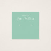 Mint Green Modern Script Earring Display Card (正面)