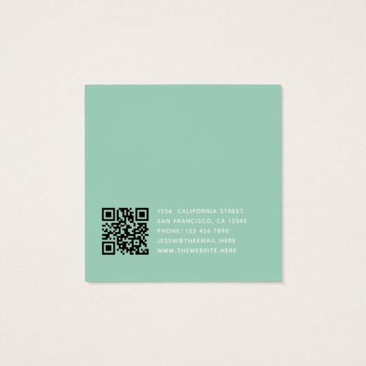 Mint Green Modern Script Earring Display Card (裏面)