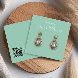 Mint Green Modern Script Earring Display Card