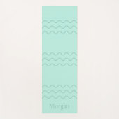 Mint Green Modern Wavy Lines With Custom Name ヨガマット (正面)