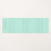 Mint Green Modern Wavy Lines With Custom Name ヨガマット (正面(横))
