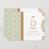Mint Green Moroccan Wedding Table Number ポストカード (正面/裏面)