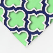 Mint Green, Navy Morocco #5DS Navy Name Monogram フリースブランケット (角)