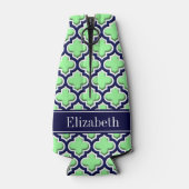 Mint Green, Navy Morocco #5DS Navy Name Monogram ボトルクーラー (裏面)