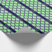 Mint Green, Navy Morocco #5DS Navy Name Monogram ラッピングペーパー (角)