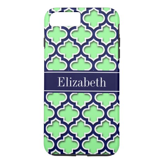 Mint Green, Navy Morocco #5DS Navy Name Monogram Case-Mate iPhoneケース (裏面)