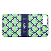 Mint Green, Navy Morocco #5DS Navy Name Monogram Case-Mate iPhoneケース (裏面(横))