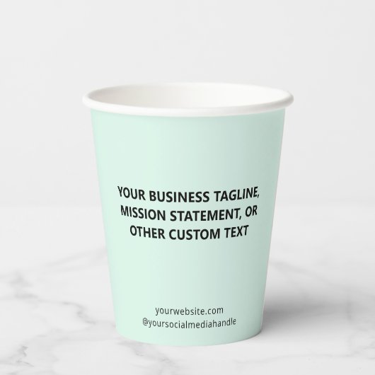 Mint Green Paper Cups Custom Business Logo 8 oz 紙コップ (裏面)