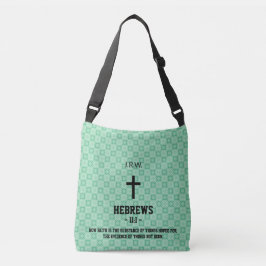 Mint Green Pattern Bible Chapter Verse Christian クロスボディバッグ