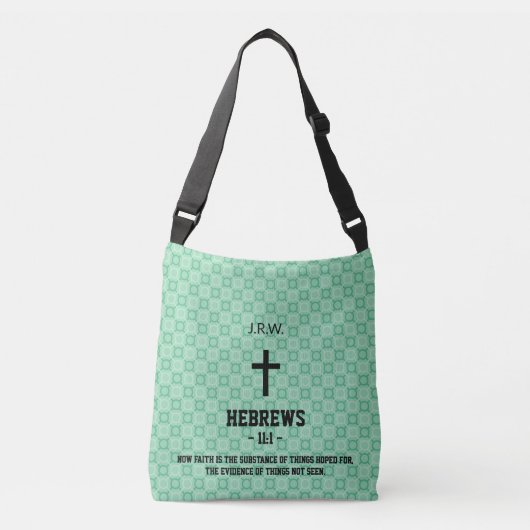 Mint Green Pattern Bible Chapter Verse Christian クロスボディバッグ (正面)